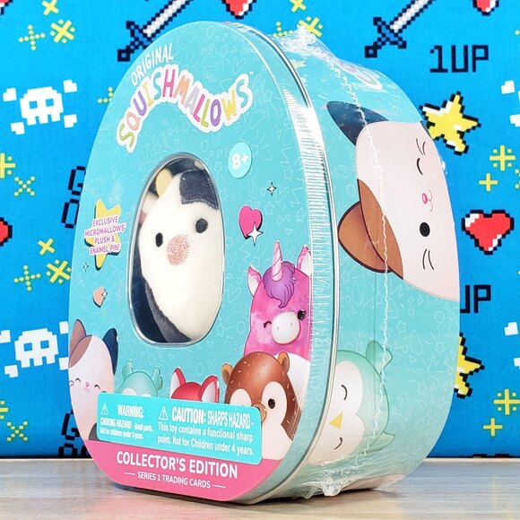 Squishmallow Collectors Tin Connor Micromallow + Enamel Pin + 24 Trading Cards - Picture 6 of 9